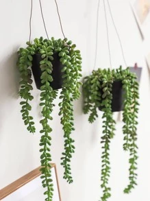 1 PC Nhựa Treo Chậu Cây Nhân Tạo, Chậu Cây Nhân Tạo Hiện Đại Cho Gia Đình - màu xanh lá - Xem 2