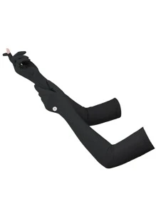 Sun Protective Anti UV 1pair Sun Protection Black Polyamide Cycling Arm Sleeves - Black - View 2