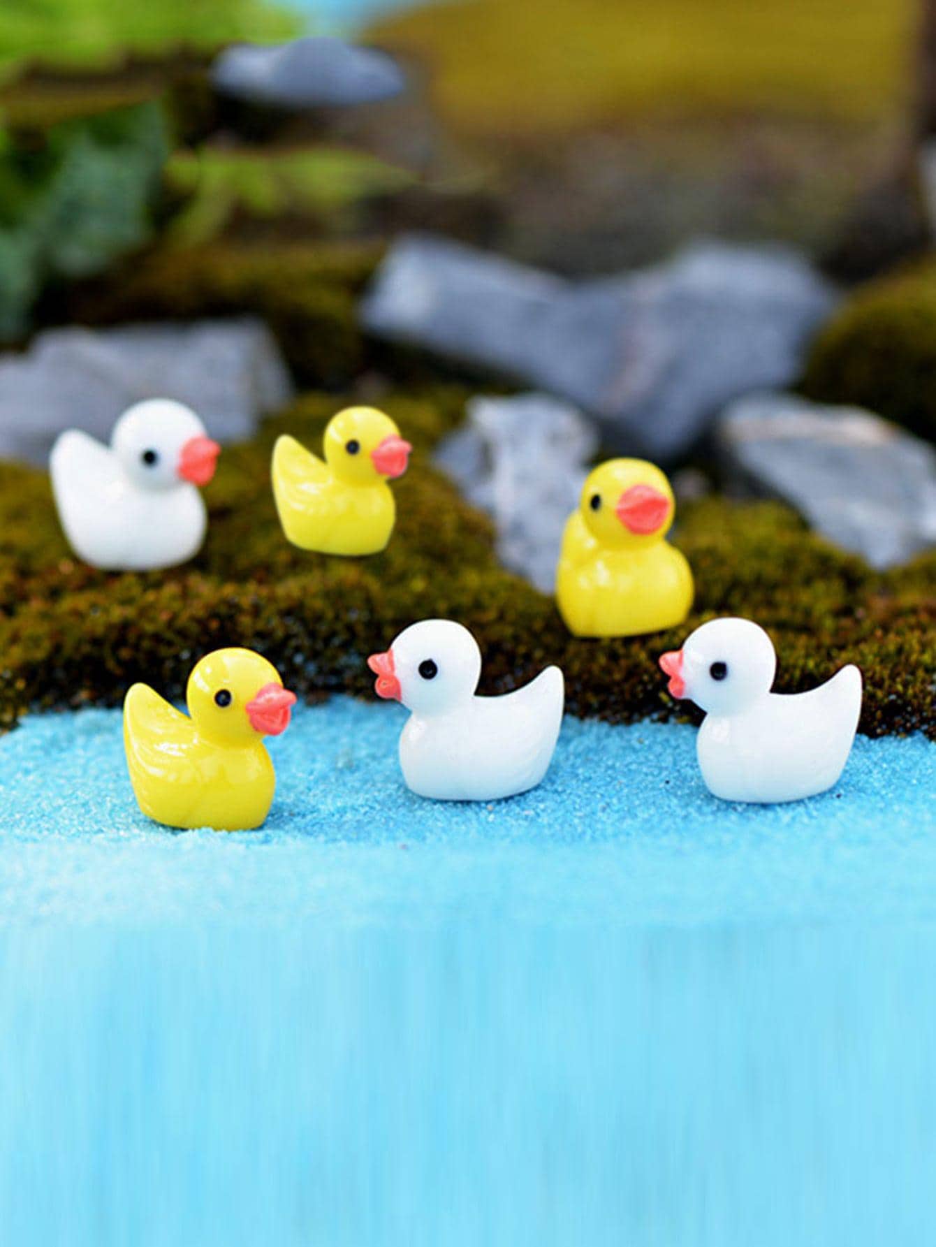 2 pièces Figurines de caneton en résine, accessoires de décoration de jardin miniature