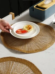 1pc Natural Material Minimalist Style Camel Woven Round Insulation Placemat Creative European American Home Decorative Mat, Suitable For Home, Kitchen, Restaurant, Hotel, Party, Activity, Conference, Meeting, Wedding, Festival, Etc.