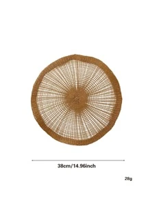 1pc Natural Material Minimalist Style Camel Woven Round Insulation Placemat Creative European American Home Decorative Mat, Suitable For Home, Kitchen, Restaurant, Hotel, Party, Activity, Conference, Meeting, Wedding, Festival, Etc.