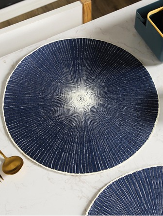 1入組條紋圖案圓形餐墊現代防滑桌墊適用於餐桌