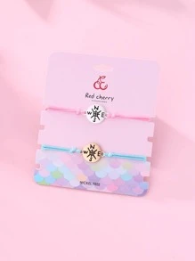 2入組女孩圓規裝飾鋅合金手環日常裝飾 - 彩色 - 查看 3