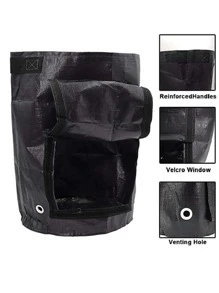 1入組無紡布織物植物極簡風格黑色種植袋適用於花園