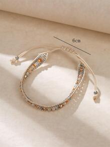 1入組時尚玻璃石頭裝飾細繩手鏈適合女士日常裝飾 - 彩色 - 查看 3