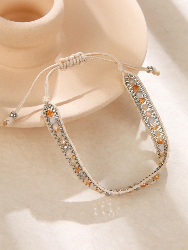 1 pieza Pulsera de cuerda moda de vidrio con diseño de piedra para mujeres para decoración diaria