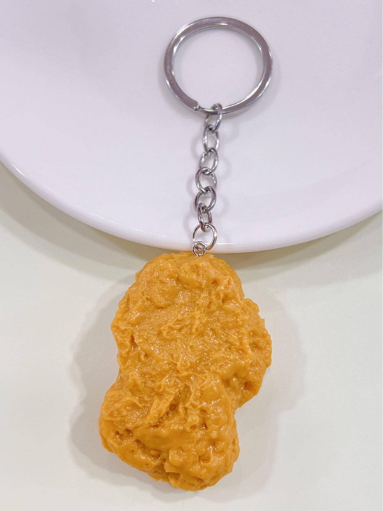 1pc Men Chicken Nugget Decor Fashionable Keychain For Key Decoration Casual
