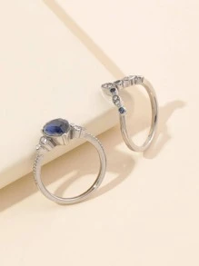 1 Pair Bohemian Style Stackable Letter Rings - Silver - View 4