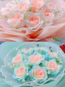 1卷素色禮品包裝帶玫瑰金緞面禮品條用於派對禮品裝飾 - 玫瑰金 - 查看 5