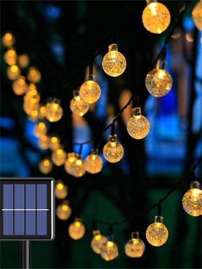 1pc 20/30/50/100 LED Solar Bubble Ball String Light, 5/6.5/7/12m, For Outdoor Camping, Courtyard, Villa, Balcony, Lawn, Garden And Plaza Decoration Fall Decor House Decor Outdoor Decor