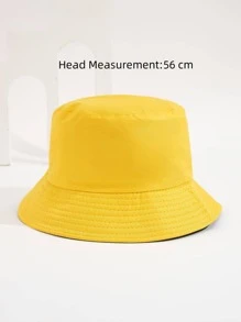 1pc Unisex Reversible Casual Bucket Hat For Outdoor Travel - Yellow - View 2