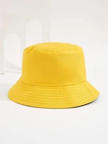 1pc Unisex Reversible Casual Bucket Hat For Outdoor Travel - Yellow - View 1