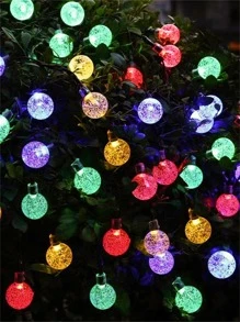 1pc 20/30/50/100 LED 5/6.5/7/12m Bubble Ball Solar Powered Outdoor Camping Garden Light, Villa Balcony Decoration Lawn Garden Square Decorative Light String - Multicolor - View 4