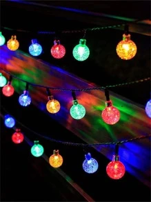 1pc 20/30/50/100 LED 5/6.5/7/12m Bubble Ball Solar Powered Outdoor Camping Garden Light, Villa Balcony Decoration Lawn Garden Square Decorative Light String - Multicolor - View 6