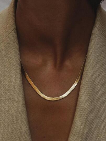 1 pezzo Collana a catena alla moda in acciaio inossidabile spina di pesce design per donne per decorazione quotidiana