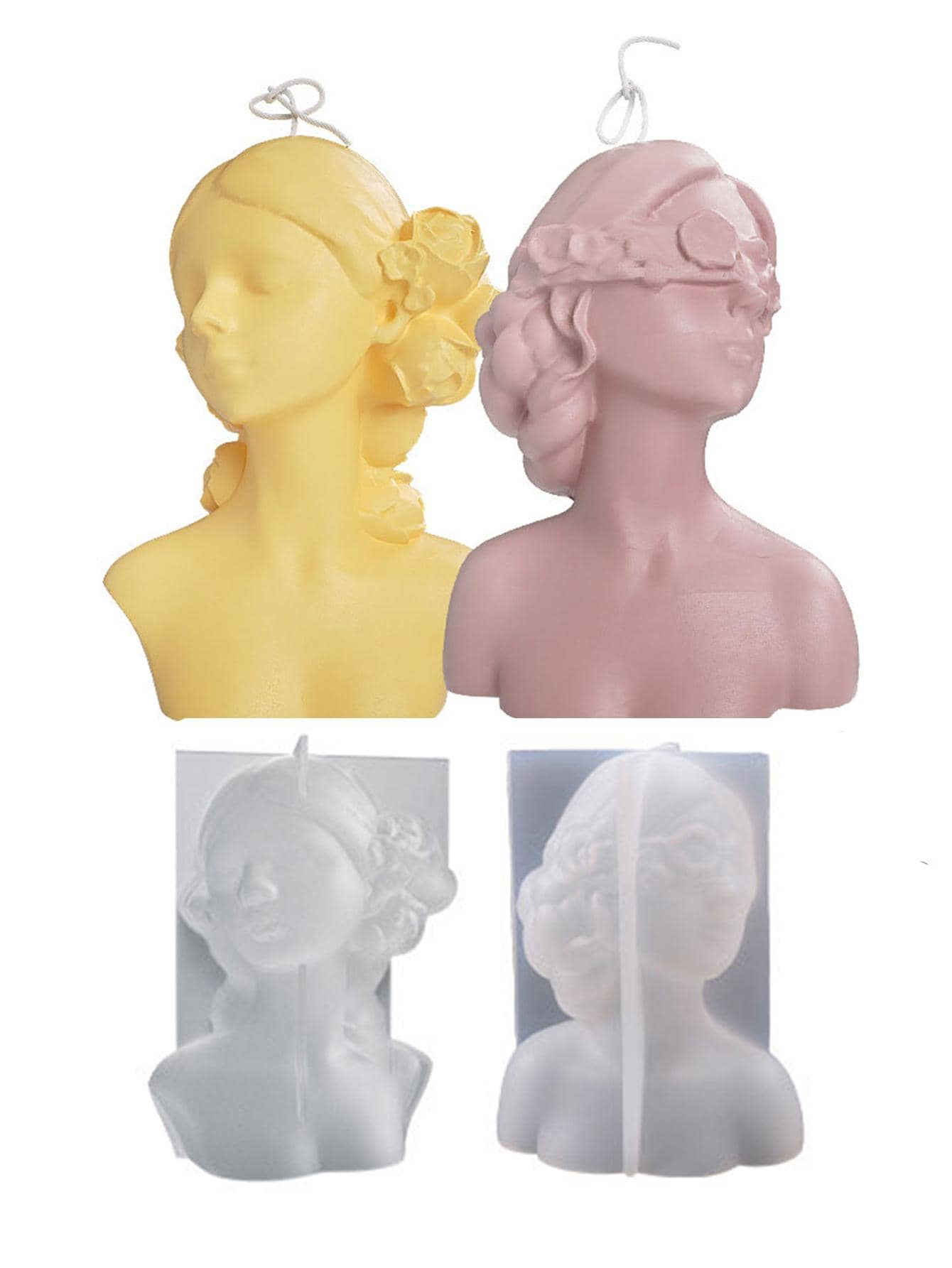 1pc Sculpture Shaped DIY Silicone Mold, Simple Figure Shaped Silicone Mold For DIY - White - View 1