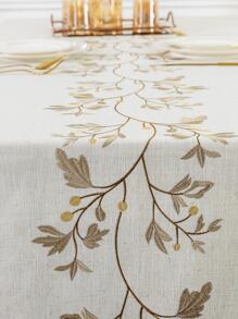 1pc Floral Embroidered Tassel Decor Tablecloth, Modern Tassel Decor Table Cover For Home Decor - Multicolor - View 3