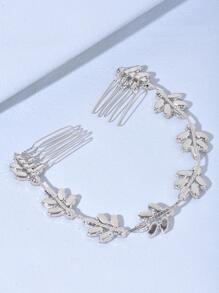 Mạ bạch kim Ly Marquise Pha lê Hai đầu Lược chải tóc - trắng - Xem 5