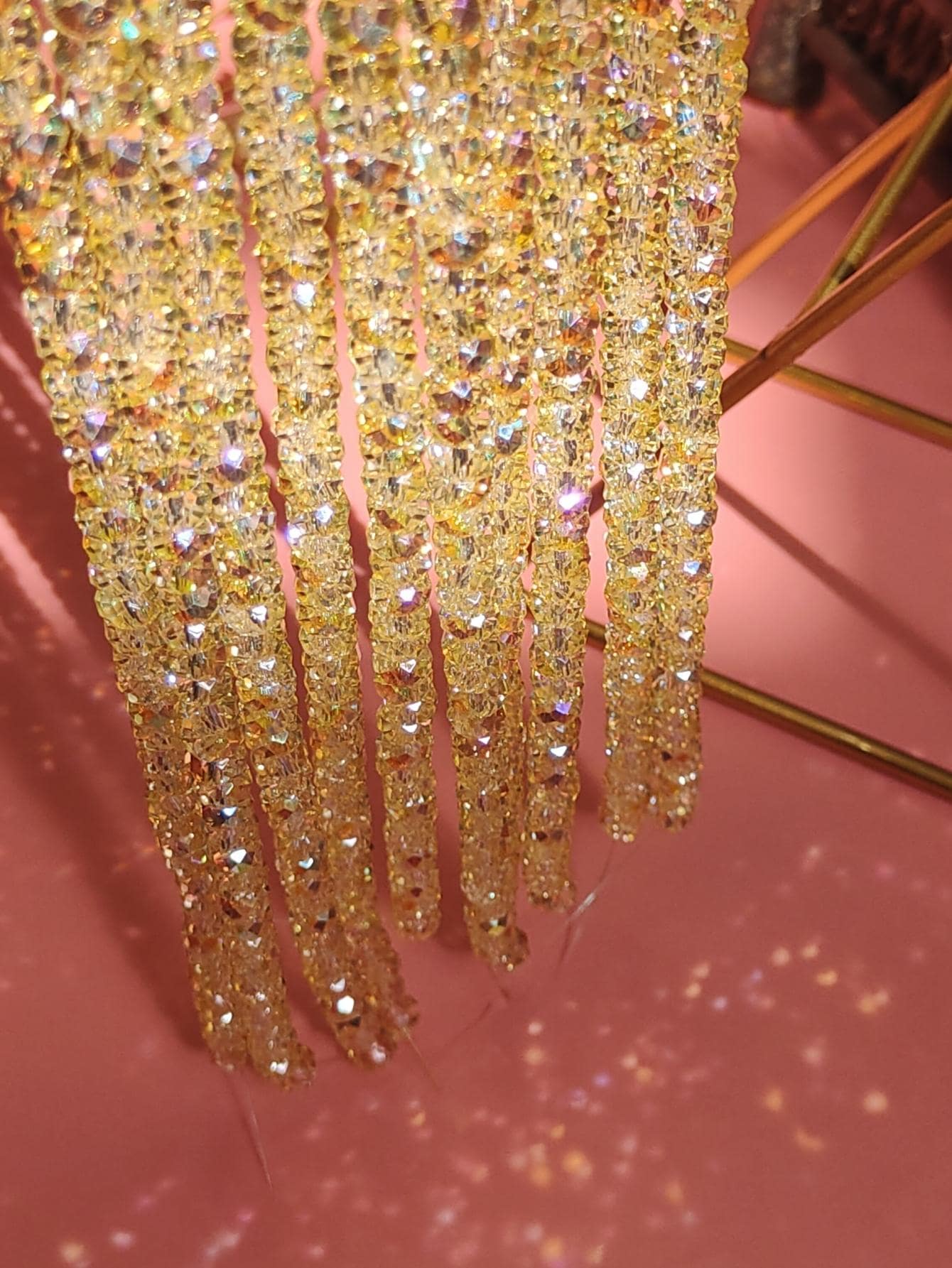 20pcs Crystal DIY Jewelry Accessory, Gold Glitter Artificial Crystal