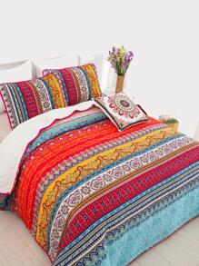 Bohemian Stitched Bedspread Set (1 Bedspread*2 Pillowcases) - Multicolor - View 3