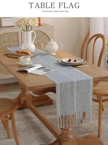 1 Rỗng Ra Bàn Chạy Polyester Hiện Đại Tua Rua Trang Trí Bàn Bếp Á Hậu Cho Bàn Ăn - Màu be - Xem 2