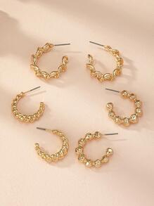 3pairs Vintage Style Ear Cuffs - Yellow Gold - View 1