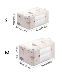 1 Trái Tim & Họa Tiết Đám Mây Chần Gòn Túi Bảo Quản hiện Đại Vải Không Dệt Chăn Túi Bảo Quản Có Dây Kéo Cho Gia Đình - Màu be - Xem 2