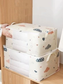 1 Trái Tim & Họa Tiết Đám Mây Chần Gòn Túi Bảo Quản hiện Đại Vải Không Dệt Chăn Túi Bảo Quản Có Dây Kéo Cho Gia Đình - Màu be - Xem 3