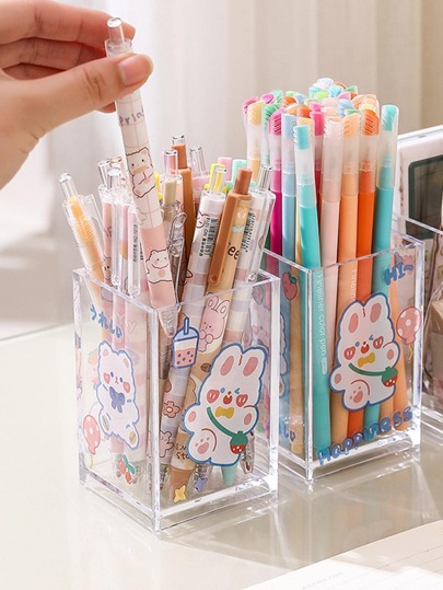 1pc Plastic Transparent Storage Box, Multifunctional Acrylic Storage Box, Desktop Pen Holder Makeup Brush Holder, Stationery Organizer, Makeup Brush Storage Box, Desktop Beauty Tool Cosmetic Storage Bucket, Lipstick Storage Box, Pen Holder, Brush Organizer, Desktop Organizer Storage Box, Back To School, School Supplies, Cute Stationery, Campus Colors, Stationery, Writing Pens, Makeup Brushes, Eyebrow Pencils (Excluding Stickers)