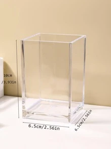 1個透明塑料收納盒，多功能壓克力收納盒，桌面筆筒化妝刷架，文具整理盒，化妝刷收納盒，筆整理盒，返校季，學校用品 - 無色 - 查看 4