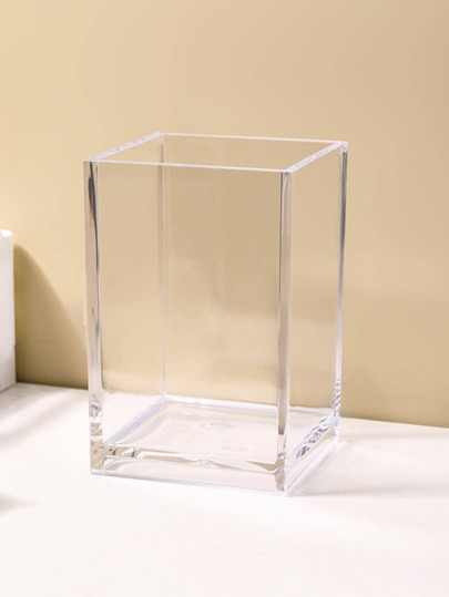 1pc Plastic Transparent Storage Box, Multifunctional Acrylic Storage Box, Desktop Pen Holder Makeup Brush Holder, Stationery Organizer, Makeup Brush Storage Box, Desktop Beauty Tool Cosmetic Storage Bucket, Lipstick Storage Box, Pen Holder, Brush Organizer, Desktop Organizer Storage Box, Back To School, School Supplies, Cute Stationery, Campus Colors, Stationery, Writing Pens, Makeup Brushes, Eyebrow Pencils (Excluding Stickers)