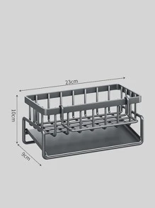 1入組不銹鋼排水極簡風格素色水槽排水架適用於廚房 - 黑色 - 查看 3