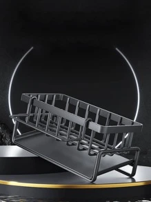 1入組不銹鋼排水極簡風格素色水槽排水架適用於廚房 - 黑色 - 查看 2