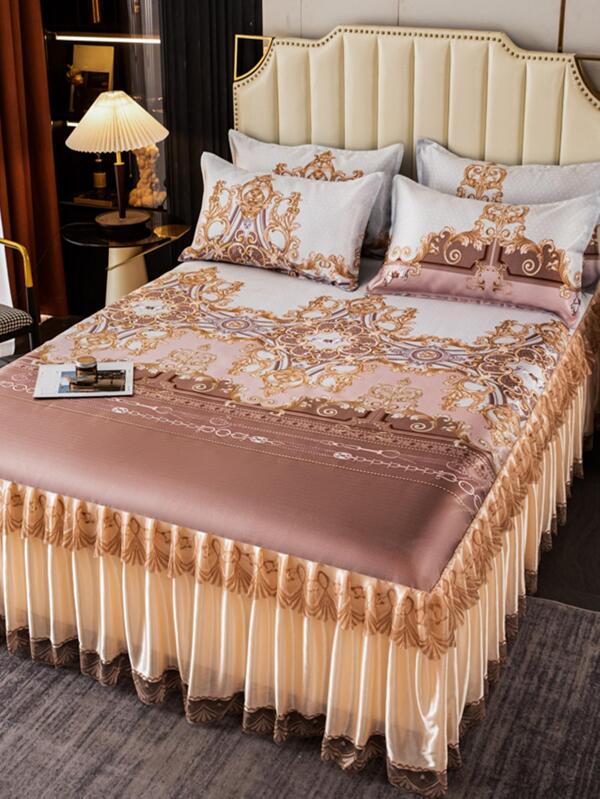 Baroque Pattern Bed Skirt SHEIN UK