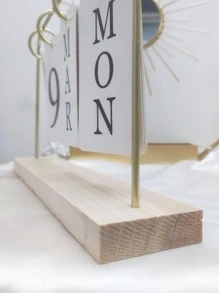 1 件木质金色金属框翻页日历，简约的 Ins 风格 - 金色 - 查看 2