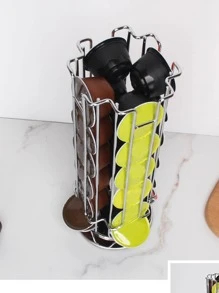 1入組鐵咖啡膠囊架不帶咖啡膠囊簡約家用鏤空設計咖啡架 - 銀色 - 查看 4