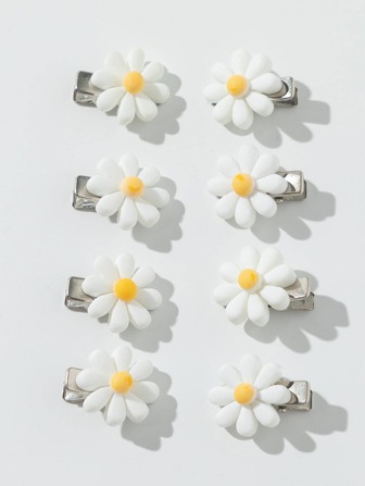 8 件装 女士雏菊装饰时尚鳄鱼发夹 适合日常生活 可爱