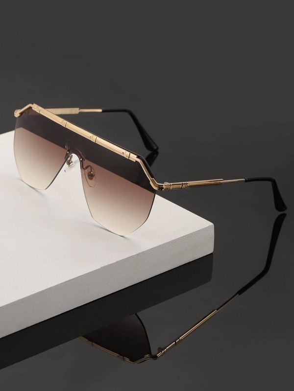 1 Pair Black Metal Frame Fashionable Men's Fashion Glasses For Summer Beach Vacation,Outdoor,Travel