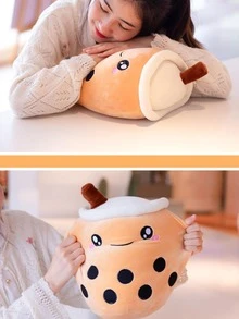 Boba Plush Stuffed Bubble Tea Plushie Cartoon Milk Tea Cup Pillow Soft Kawaii for Kids - Opened Eyes - Xem 7