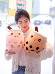 Boba Plush Stuffed Bubble Tea Plushie Cartoon Milk Tea Cup Pillow Soft Kawaii for Kids - Opened Eyes - Xem 8