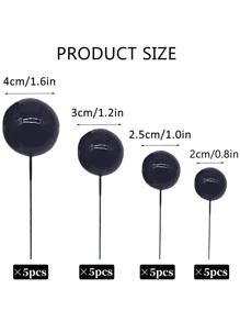 1 set/20 piezas de adornos para pasteles en forma de bola negra - Negro - Ver 4
