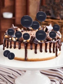 1 set/20 piezas de adornos para pasteles en forma de bola negra - Negro - Ver 2