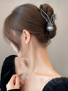 Faux Pearl Decor Rabbit Design Hair Claw - Nhiều màu - Xem 1