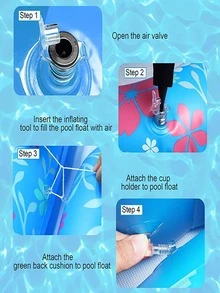 Pool Float Water Inflatable Lounge Chair Floating Row Color Inflatable Rafts Swimming Pool Air Sofa Floating Chair Bed (Blue) - Blue - View 8