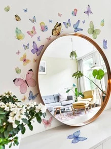 1 件蝴蝶图案墙贴，现代色块蝴蝶印花墙贴，用于家居装饰，贴纸，墙贴，乙烯基贴花，用于家居装饰，春季装饰品让您的家焕然一新，Rama 装饰贴纸 - 彩色 - 查看 5