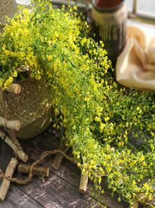 1入組80厘米人造藤蔓用於室內和室外裝飾簡易塑料假掛藤葉 - 黃色 - 查看 2