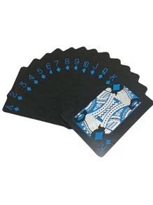 1set Poker Design Playing Card, Modern Black Waterproof Playing Card For Game - Multicolor - View 3