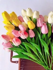 1 Nhân Tạo Hoa Tulip Đơn Giản Bằng Nhựa Màu Hồng Hoa Giả Cho Đám Cưới, Trang Trí Nhà Cửa - Hồng - Xem 7