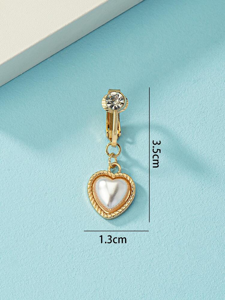 1pc Fashionable Faux Pearl Heart Decor Navel Belly Cuff For Women For Daily Decoration