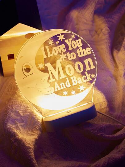 1pc 3D Moon Shaped "I Love You" Inspirational Slogan Night Light, 3D Creative Night Light, Valentine's Day Night Light, Wedding Night Light, USB Novelty Night Light, Decorative Night Light, Desk Lamp, Unique LED Lamp